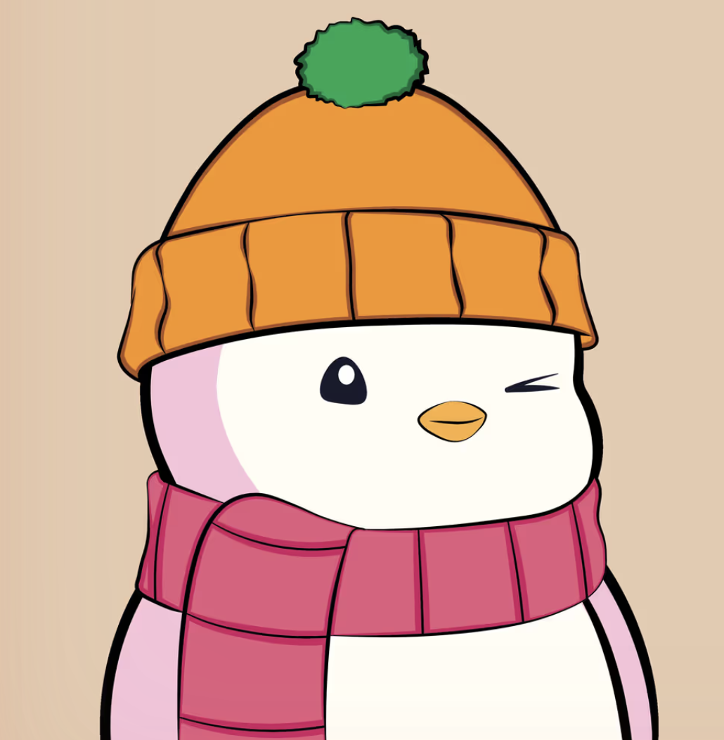 Example NFT PFP — a cute penguin with an orange beanie. Collectible, tradable, and potentially a vehicle for wash trading